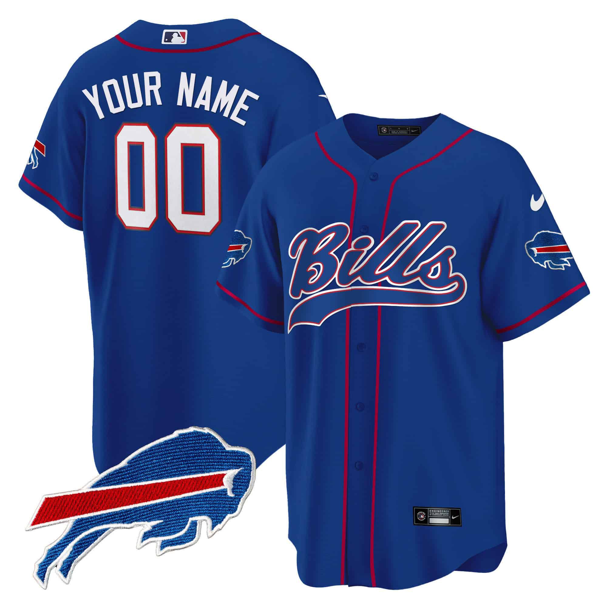 Men Buffalo Bills Blue 2024 Nike Baseball Custom NFL Jersey->customized nfl jersey->Custom Jersey